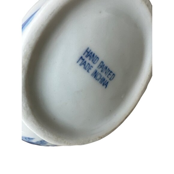 Chinese VTG Teapot Hand Painted Blue White Duck Wrapped Handle With Lid - Picture 9 of 12